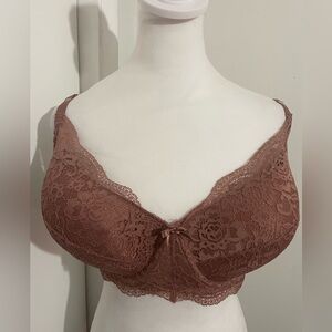 DREAMWEAR Love Your Curves 42C  Lined Underwire Lace Balconette Bra Cappucino